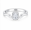 S925 Sterling Silver Square-Cut Solitaire Ring for Women
