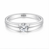 Classic Groove Solitaire Ring in 925 Sterling Silver