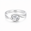 Elegant Oval Solitaire Twist Ring in 925 Sterling Silver