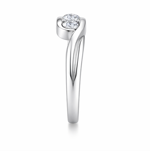 Elegant Twin Stone Wave Ring in 925 Sterling Silver