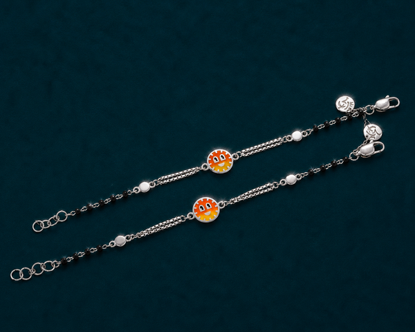 Cute Sunshine Smiley Nazariya Bracelet in 925 Sterling Silver