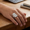 Premium S925 Silver Apple Design Statement Ring with Diamond Studded Finish