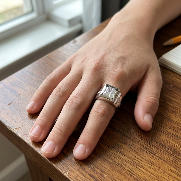 Modern Cushion-Cut Solitaire Ring β 925 Sterling Silver