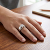 Premium 925 Sterling Silver Square Solitaire Ring with Designer Engraved Band