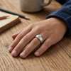 Premium S925 Silver Geometric Solitaire Ring for Men
