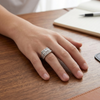 Premium S925 Sterling Silver Square Head Diamond-Cut Ring for Men β Platinum Finish Statement Ring