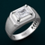 Men’s Square-Cut Solitaire Ring – 925 Sterling Silver Textured Band with Premium Zircon Stone