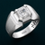 Men’s Geometric Square-Cut Stone Ring – 925 Sterling Silver Bold Statement Ring