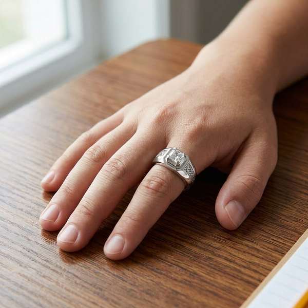 Elegant S925 Silver Princess Cut Solitaire Ring with Textured Designer Band