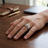Men’s Greek Pattern Square Zircon Ring – 925 Sterling Silver Designer Statement Ring