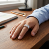 Modern Textured Band Square-Cut Stone Ring – 925 Sterling Silver Statement Ring for Men