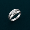 Premium Square-Cut Solitaire Ring for Men β 925 Sterling Silver with Side Stone Accents