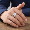 Men’s Princess Cut Solitaire Ring – 925 Sterling Silver Black Accent Designer Ring