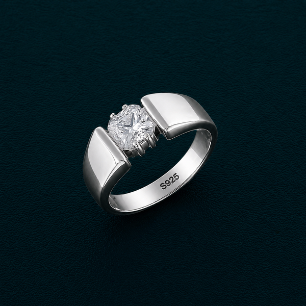 Men’s Open Bridge Solitaire Ring – 925 Sterling Silver Modern Statement Design