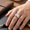 Men’s Square Zircon Statement Ring – 925 Sterling Silver Engraved Designer Ring