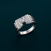 Men’s Textured Panel Square Stone Ring – 925 Sterling Silver Bold Designer Ring