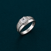 Premium Princess-Cut Crystal Ring – 925 Sterling Silver Textured Designer Band Ring