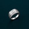 Premium Square-Cut Stone Ring for Men – 925 Sterling Silver Designer Statement Ring