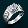 Premium S925 Silver Round Cut Solitaire Ring with Bold Designer Band