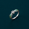Opal Inlay Solitaire Ring in 925 Sterling Silver