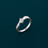 Princess Cut Wave Solitaire Ring in 925 Sterling Silver