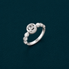 Floral Halo Solitaire Ring in 925 Sterling Silver