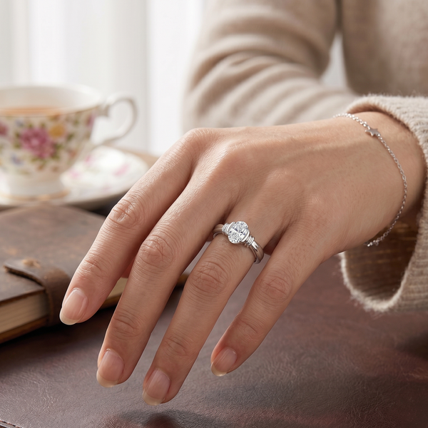 Classic Oval Solitaire Ring in 925 Sterling Silver