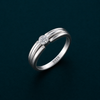 Classic Round Solitaire Ribbed Band Ring in 925 Sterling Silver