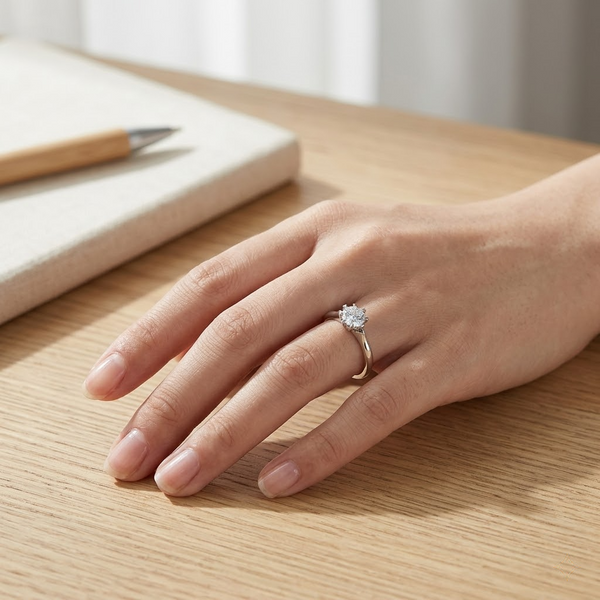 Classic Crown Prong Solitaire Ring in 925 Sterling Silver