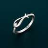 Elegant Wave Curve Solitaire Ring in 925 Sterling Silver
