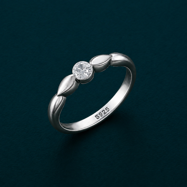 Elegant Marquise Accent Solitaire Ring in 925 Sterling Silver