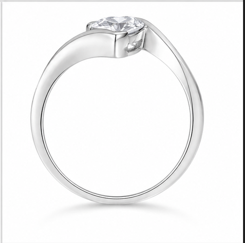 Romantic Heart Solitaire Ring in 925 Sterling Silver