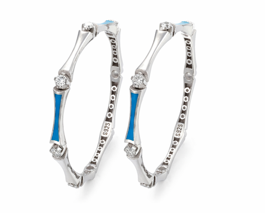 Elegant Blue Enamel Stone-Studded Bangles β 925 Sterling Silver Designer bangles Set