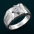 Men’s Geometric Solitaire Ring – 925 Sterling Silver with High-Polish Platinum Finish