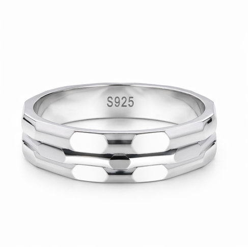 Hex Link 925 Sterling Silver Ring