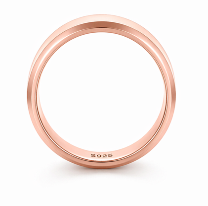 Classic Rose Gold Plain Band Ring 925 Sterling Silver