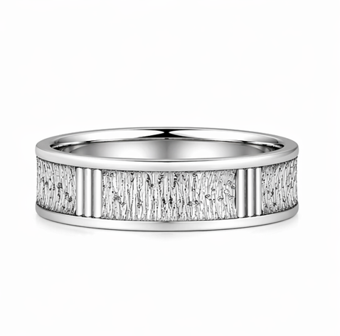 Textured Line Pattern 925 Sterling Silver Ring