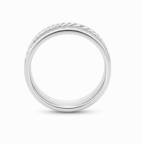 Diagonal Line Texture 925 Sterling Silver Ring