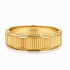 S925 Sterling Silver Gold-Plated Ribbed Couple Bands