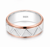S925 Sterling Silver Geometric Cross Pattern Couple Bands