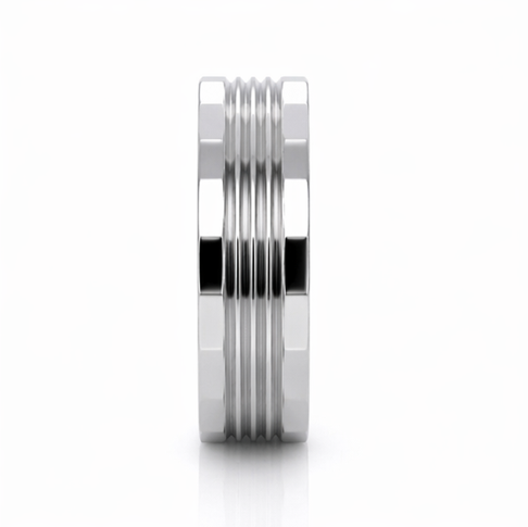 Multi-Groove Faceted 925 Sterling Silver Ring