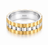 Luxury Dual Tone Chain Pattern 925 Sterling Silver Ring