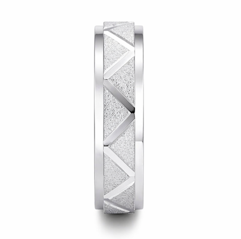 Geometric Frosted Pattern Ring in 925 Sterling Silver