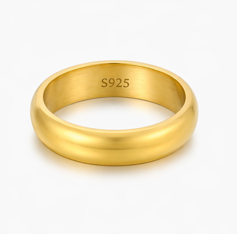 Elegant Dome Gold Band Ring in 925 Sterling Silver