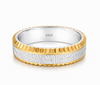 Dual Tone Textured 925 Sterling Silver Ring with Gold Edges