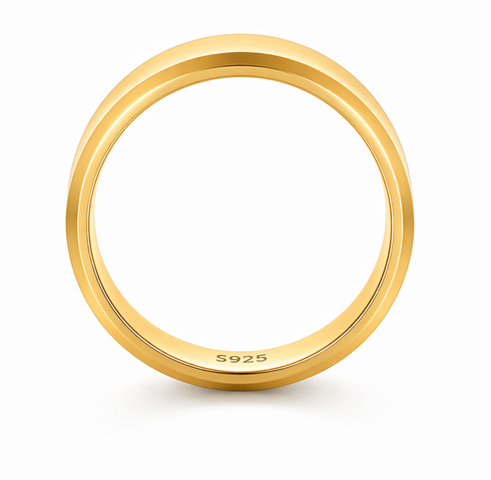 Classic Plain Gold Finish Ring 925 Sterling Silver