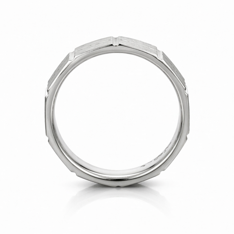 Geometric Textured Band Ring in 925 Sterling Silver