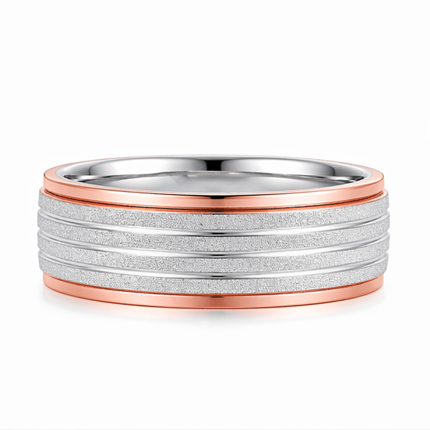 S925 Sterling Silver Multi-Line Textured Couple Bands