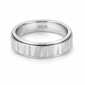 Linear Cut 925 Sterling Silver Ring