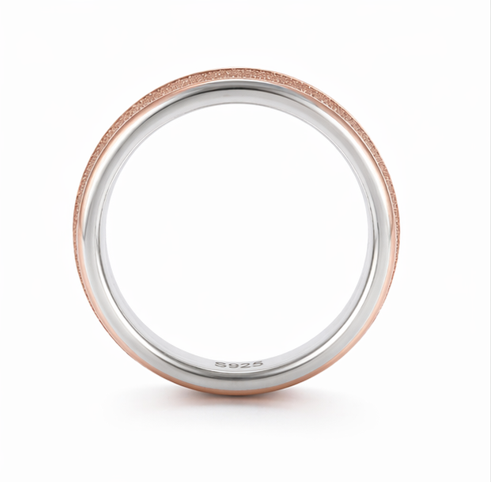 Luxury Triple Tone Textured Ring in 925 Sterling Silver
